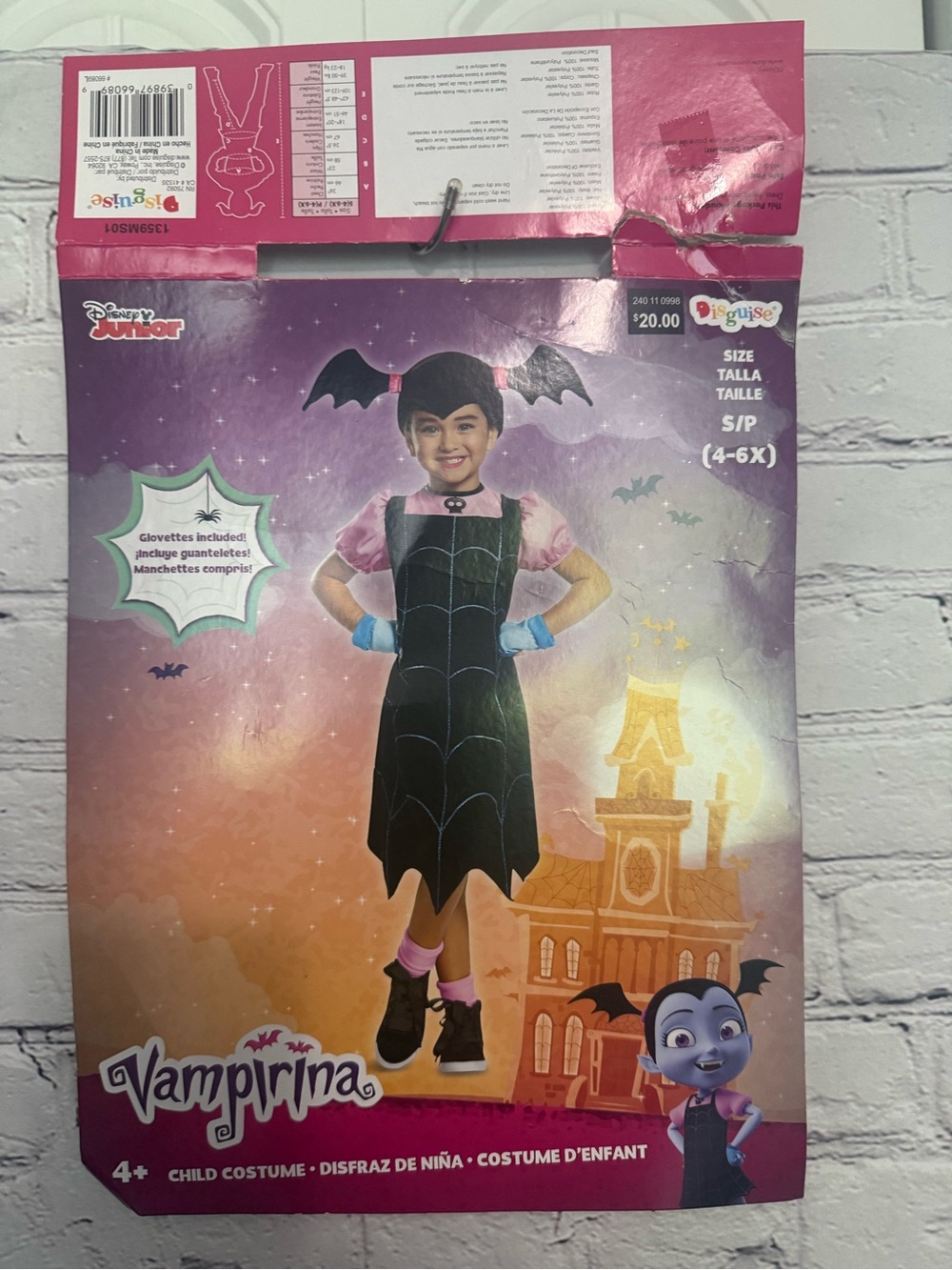 Disney Vampirina Girls Black & Purple Halloween Costume with Blue Gloves & wings